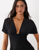 Motel Sunmi Gathered V-Neck Mini Dress In Black