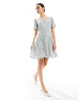 Only V Neck Tie Waist Mini Dress In Sage Floral