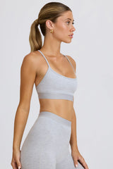 Soft Active Cross-Back Sports Bra in Grey Marl