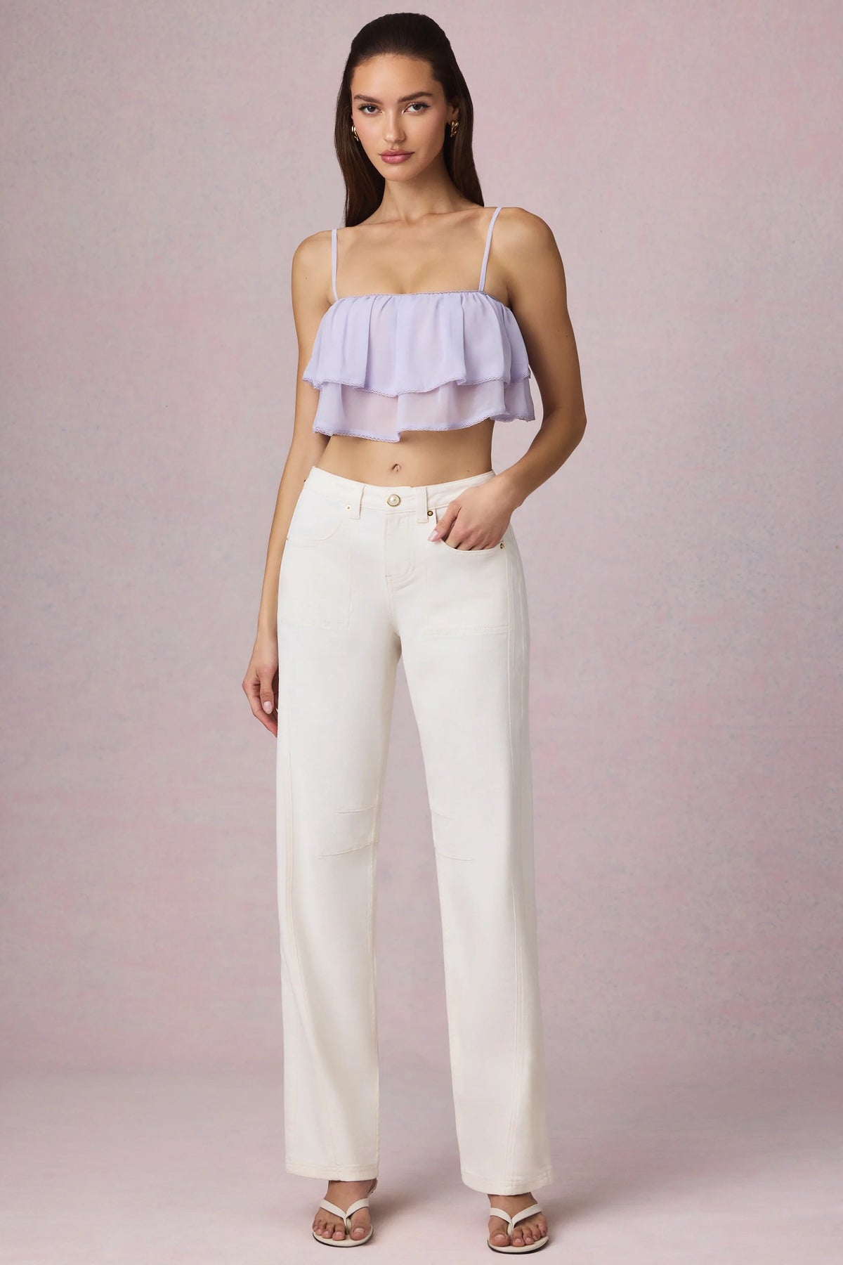 Mid-Rise Barrel-Leg Jeans in Ecru Wash