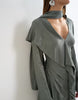 Topshop Long Sleeve Ruffle Mini Dress With Scarf Wrap Detail In Petrol Blue