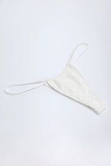 Broderie Anglaise Drawstring Bikini Bottoms in White