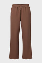 Brushed Jersey Wide-Leg Joggers in Cocoa