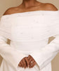 Six Stories Pearl Trim Bardot Mini Dress In White