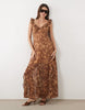 Miss Selfridge Chiffon Ruffle Cami Maxi Dress In Animal Print
