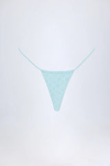 Broderie Anglaise Drawstring Bikini Bottoms in Powder Blue