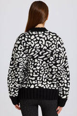 Jacquard-Knit Oversized Jumper in Black