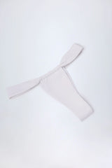 Ruched Thong Bikini Bottoms in White