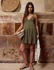 Stradivarius Short Dress With Open Back In Khaki