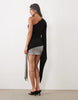 Sculpting Asymmetric Drape Sequin Scarf Mini Dress In Black