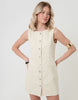Threadbare Denim Pinafore Mini Dress In Ecru