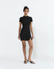 Pull&Bear Short Knotted Button Dress In Black