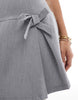 Glamorous Strapless Pleated Bow Mini Dress In Grey