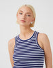 Brave Soul Striped Ribbed Sleeveless Mini Dress In Navy