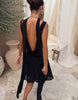 Never Fully Dressed Sophie Chiffon Cowl Neck Removable Scarf Detail Mini Dress In Black