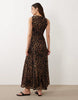 Sleeveless With V Neck Maxi Dress In Leopard Print