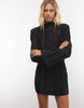 Exaggerated Sleeve Plisse Mini Dress In Black