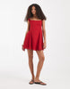 Hollister Square Neck Chiffon Mini Dress In Red