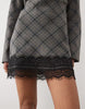 Funnel Neck Long Sleeve Mini Dress With Lace Hem In Brushed Check