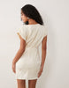 Pretty Lavish Hattie Jacquard Cap Sleeveless Fringe Tie Detail Mini Dress In Cream