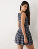 Kaiia Exclusive Square Neck Tailored Button Detail Mini Dress In Navy Check