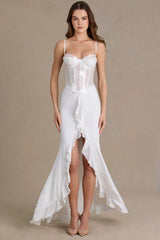 Premium Embellished Lace Corset Gown in White