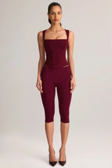 Modal Mid-Rise Capri Leggings in Wine