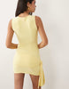 Missyempire Double Sculpted Slinky Wrap Drape Detail Mini Dress In Lemon