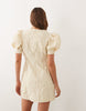 Sister Jane Anemone Exclusive Jacquard Round Neck Puff Sleeve Mini Dress In Butter Yellow