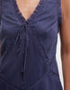 Reclaimed Vintage V Neck Sundress In Deep Blue With Ladder Lace Detail