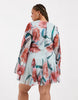 Curve Long Sleeve Mini Dress In Floral Print