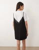 Short Sleeve Lace Overlay Mini Dress In White And Black