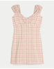 Hollister Tall Cap Sleeve Button Mini Dress In Pink And Brown Plaid