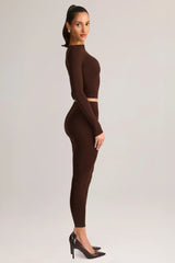 Modal Mid-Rise Cropped Leggings in Chocolate Brown