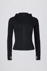 Soft Active Hooded Mid-Layer Jacket in Black