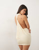 Tfnc Slinky Cowl Neck Knot Detail Mini Dress In Cream