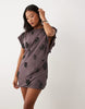 Petite Open Back Cluster Embellished Mini T-Shirt Dress In Charcoal