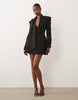 Bardot Blazer Tie Detail V Neck Mini Dress In Black
