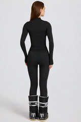 Thermal Base-Layer Leggings in Black Leopard