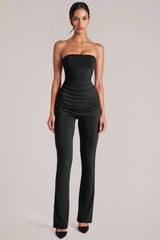 Mid-Rise Fitted Trousers  in Black