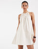Halter Trapeze Shaped Waist Mini Dress In Cream
