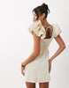 Yas Exaggerated Ruffle Sleeve Square Neck Mini Dress In White