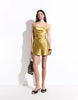 Satin Slip Mini Dress In Ochre