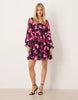 Lovedrobe Long Sleeve Faux Wrap Mini Dress In Fuchsia
