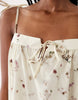 Cotton Tie Front Babydoll Dress In Ivory Smudge Ditsy Print