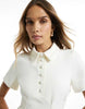River Island Collared Button Mini Dress In White