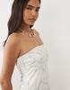 Bandeau A-Line Mini Dress In Blue Floral Print