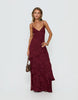 Princess Polly Lyricah Textured Devore Tiered Drape Cami Tie Back Detail Maxi Dress In Burgundy