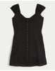 Hollister Cap Sleeve Button Mini Dress In Black