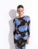 New Look Polka Dot Floral Mesh Midi Dress In Blue & Brown